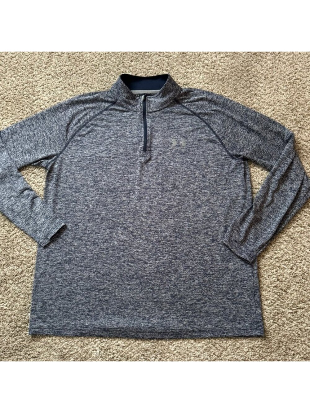 Under Armour Activewear Shirt Mens Large HeatGear 1/4 Zip Blue Heather Loose Fit